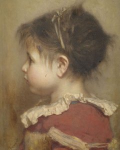 赤いドレスを着た少女の横顔の肖像画 作： Otto Brandt